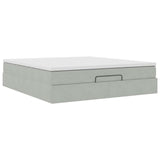 Cadre de lit ottoman avec matelas gris clair 160x200 cm velours