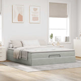 Cadre de lit ottoman avec matelas gris clair 160x200 cm velours