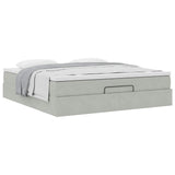 Cadre de lit ottoman avec matelas gris clair 160x200 cm velours