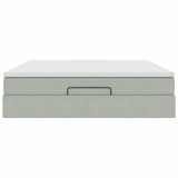 Cadre de lit ottoman avec matelas gris clair 160x200 cm velours