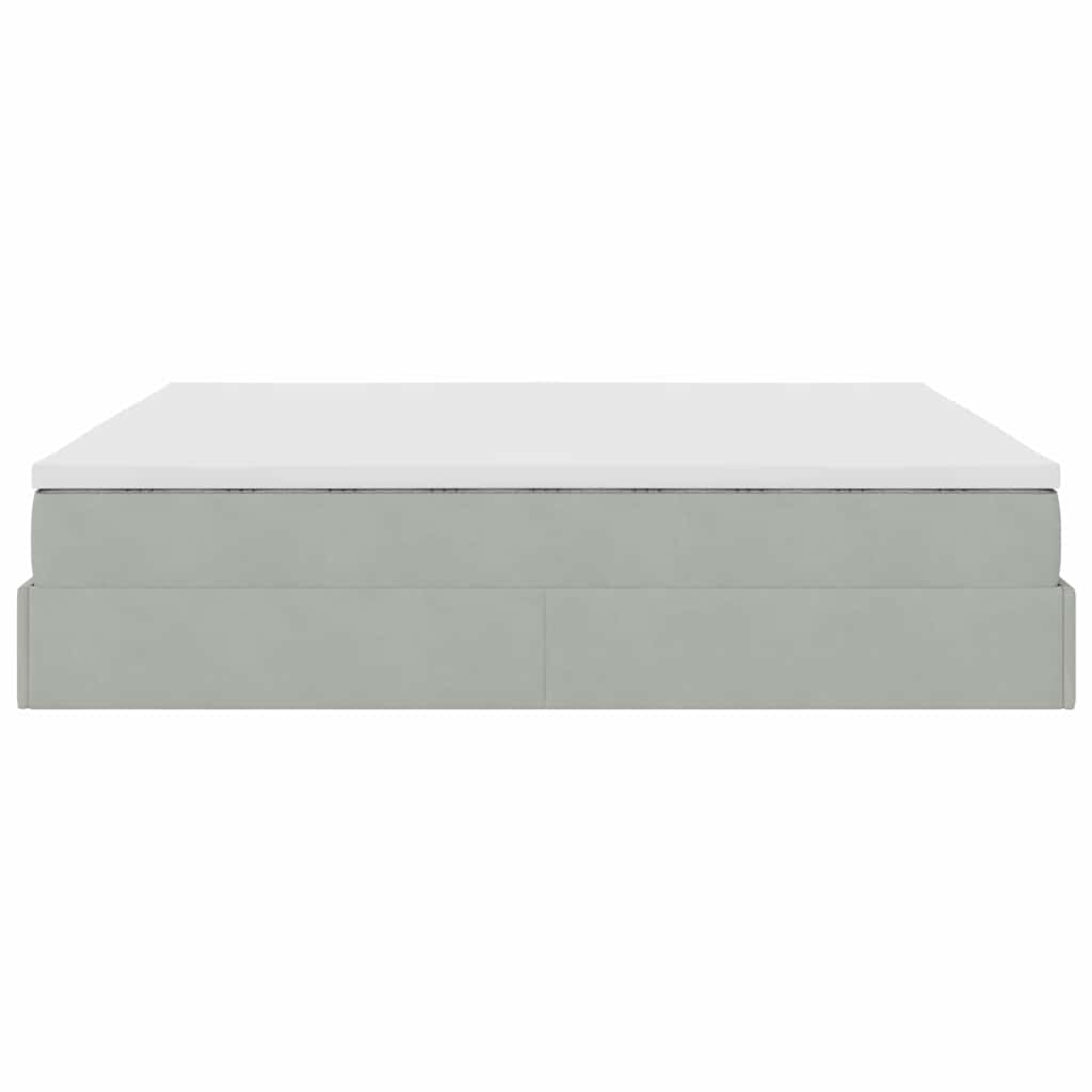 Cadre de lit ottoman avec matelas gris clair 160x200 cm velours