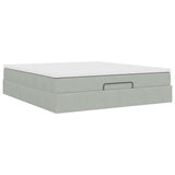 Cadre de lit ottoman avec matelas gris clair 160x200 cm velours