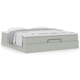 Cadre de lit ottoman avec matelas gris clair 160x200 cm velours