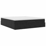 Cadre de lit ottoman avec matelas noir 160x200 cm velours