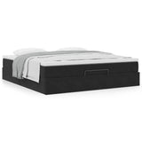 Cadre de lit ottoman avec matelas noir 160x200 cm velours