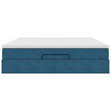 Cadre de lit ottoman avec matelas bleu foncé 160x200 cm velours