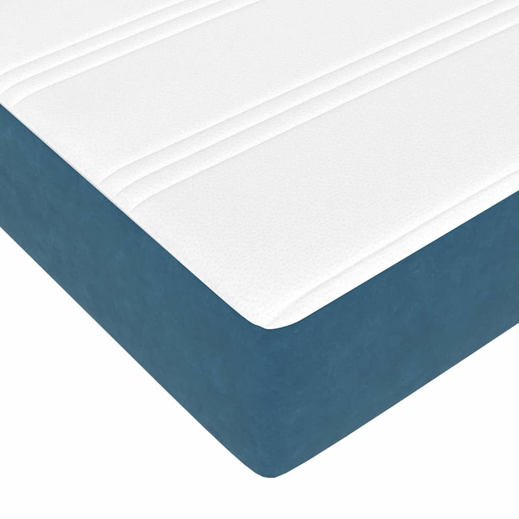 Cadre de lit ottoman avec matelas bleu foncé 160x200 cm velours