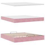 Cadre de lit ottoman avec matelas rose 160x200 cm velours