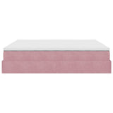 Cadre de lit ottoman avec matelas rose 160x200 cm velours