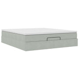 Cadre de lit ottoman avec matelas gris clair 180x200 cm velours