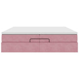 Cadre de lit ottoman avec matelas rose 200x200 cm velours