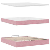 Cadre de lit ottoman avec matelas rose 200x200 cm velours