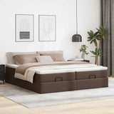 Cadre de lit ottoman avec matelas marron 200x200 cm similicuir