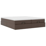 Cadre de lit ottoman avec matelas marron 200x200 cm similicuir