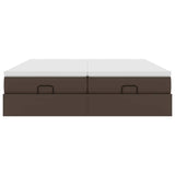 Cadre de lit ottoman avec matelas marron 200x200 cm similicuir