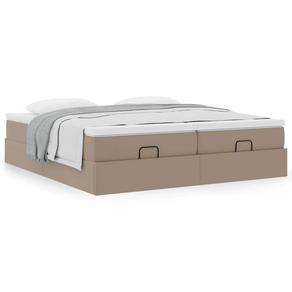 Cadre de lit ottoman et matelas cappuccino 200x200cm similicuir