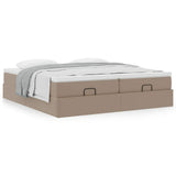 Cadre de lit ottoman et matelas cappuccino 200x200cm similicuir