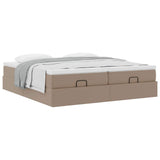 Cadre de lit ottoman et matelas cappuccino 200x200cm similicuir