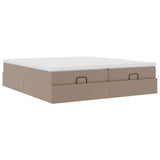 Cadre de lit ottoman et matelas cappuccino 200x200cm similicuir