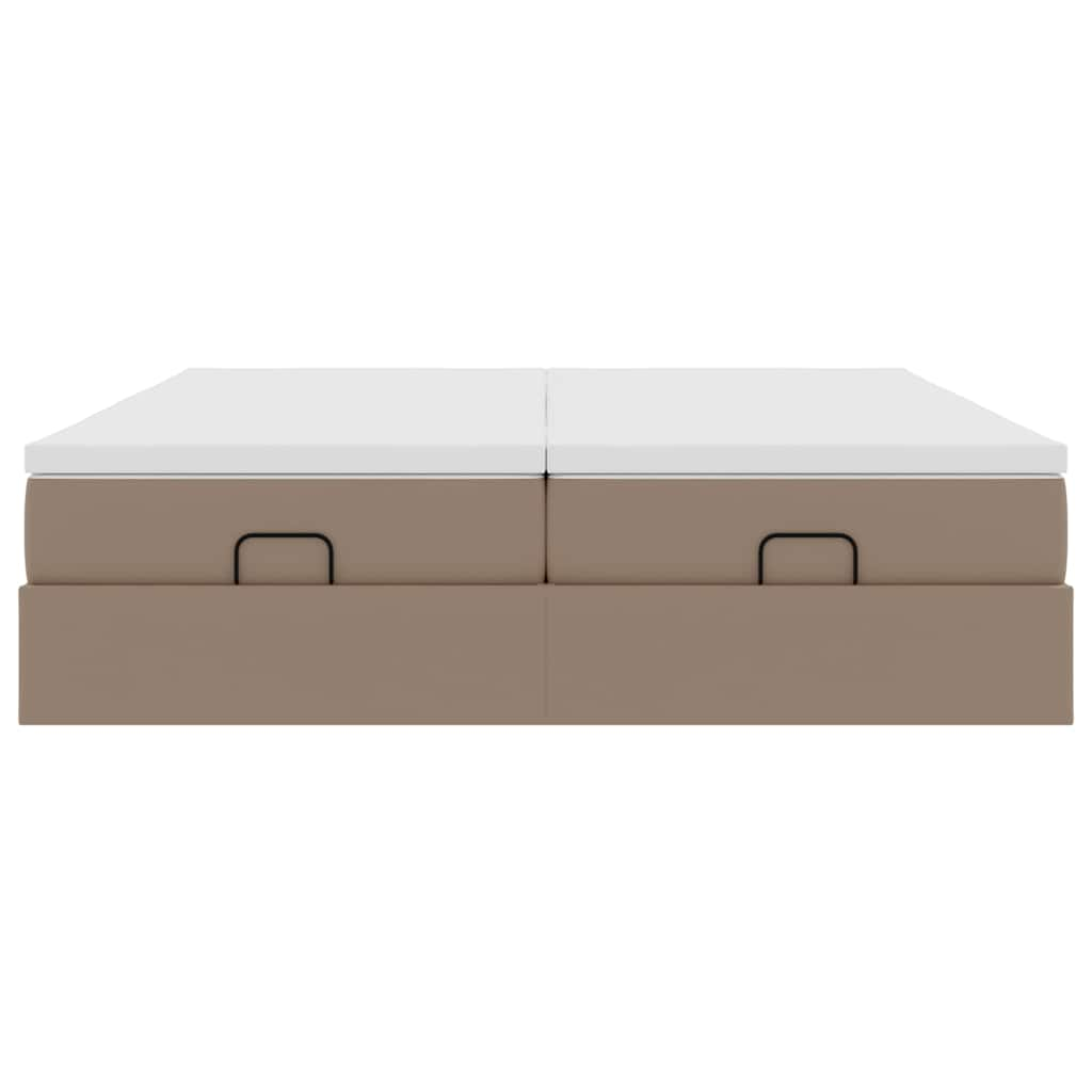 Cadre de lit ottoman et matelas cappuccino 200x200cm similicuir