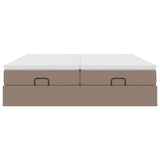 Cadre de lit ottoman et matelas cappuccino 200x200cm similicuir