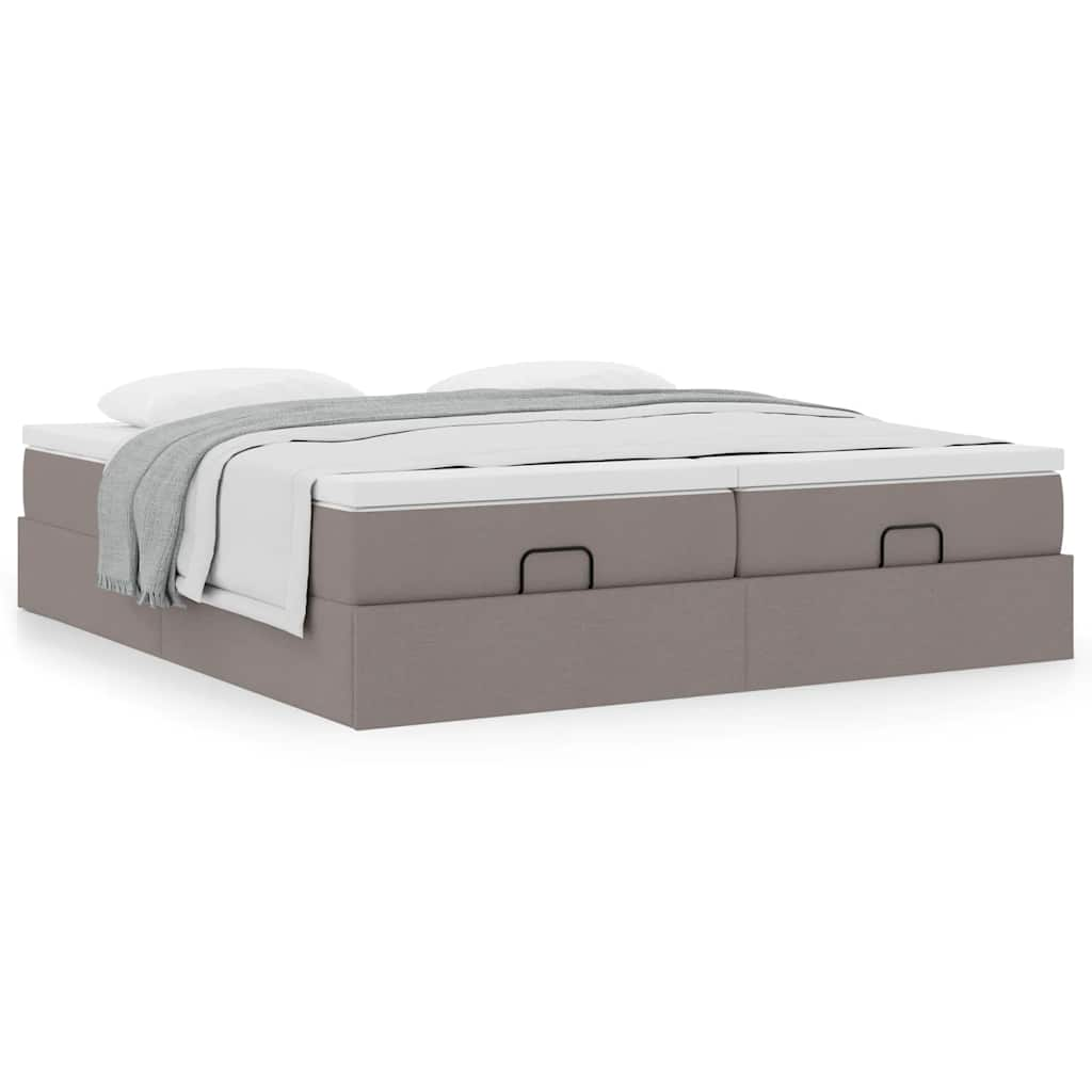 Cadre de lit ottoman avec matelas taupe 200x200cm tissu