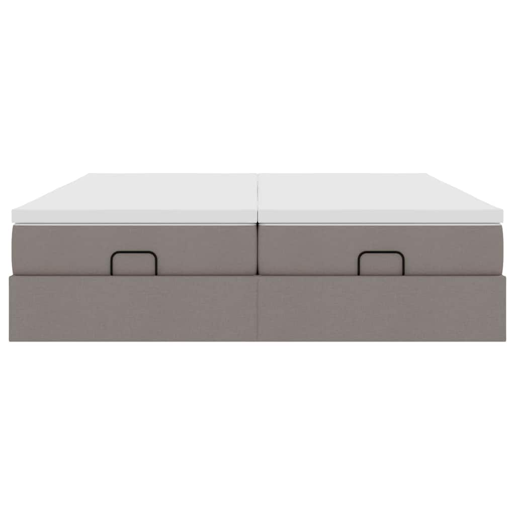 Cadre de lit ottoman avec matelas taupe 200x200cm tissu