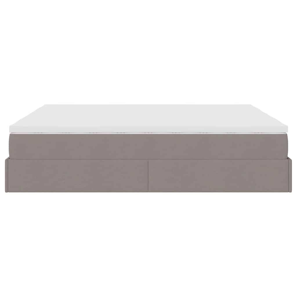 Cadre de lit ottoman avec matelas taupe 200x200cm tissu