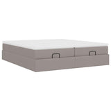 Cadre de lit ottoman avec matelas taupe 200x200cm tissu