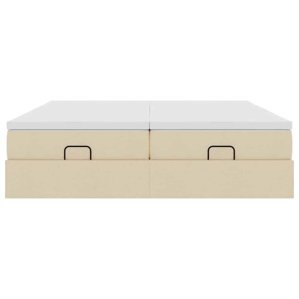 Cadre de lit ottoman avec matelas crème 200x200cm tissu