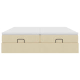 Cadre de lit ottoman avec matelas crème 200x200cm tissu