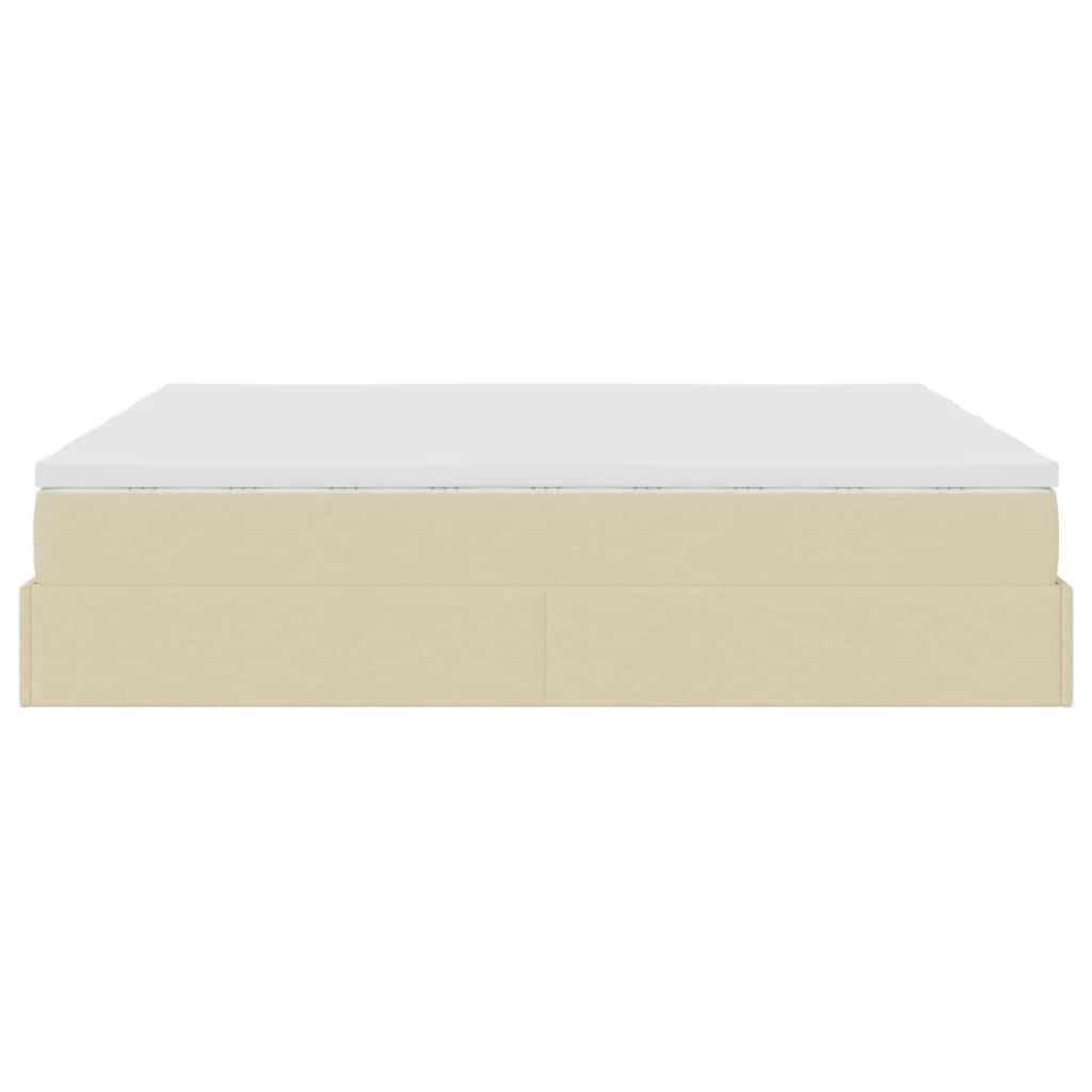 Cadre de lit ottoman avec matelas crème 200x200cm tissu