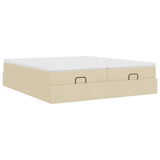 Cadre de lit ottoman avec matelas crème 200x200cm tissu