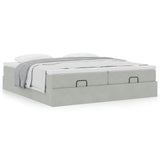 Cadre de lit ottoman avec matelas gris clair 200x200 cm velours