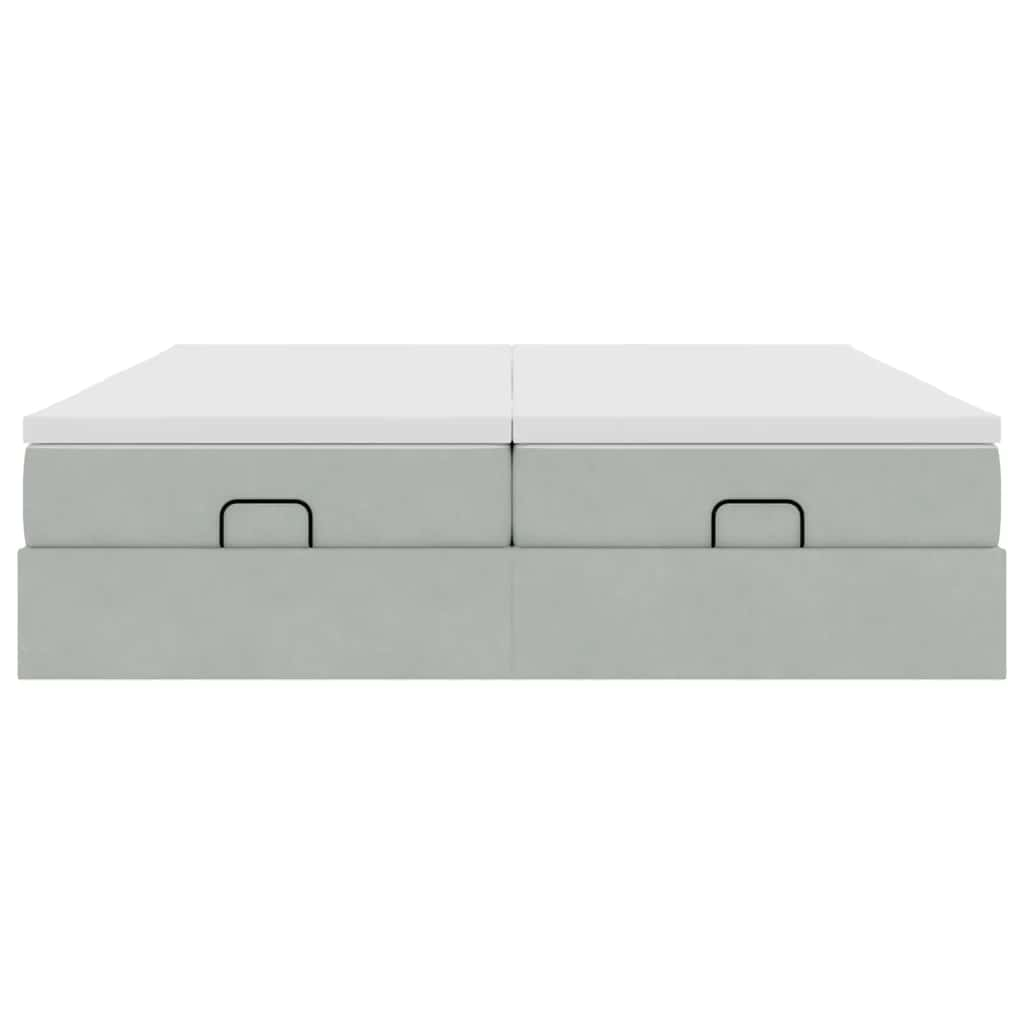 Cadre de lit ottoman avec matelas gris clair 200x200 cm velours