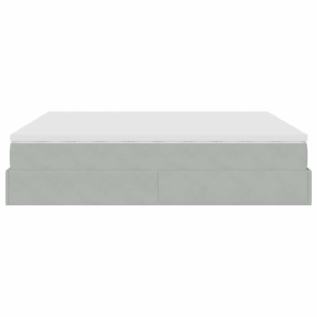 Cadre de lit ottoman avec matelas gris clair 200x200 cm velours