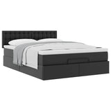 Cadre de lit ottoman avec matelas noir 140x190 cm similicuir