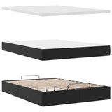 Cadre de lit ottoman avec matelas noir 140x190 cm similicuir