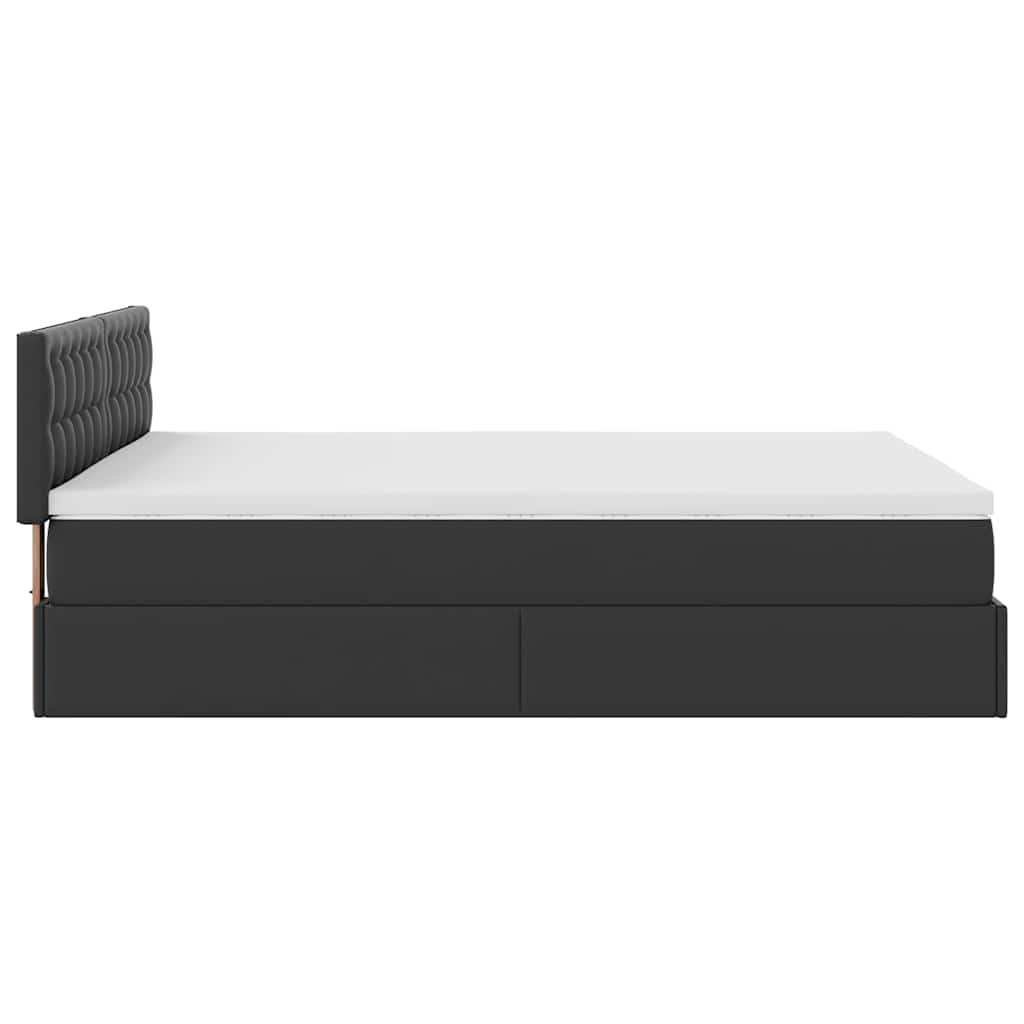 Cadre de lit ottoman avec matelas noir 140x190 cm similicuir