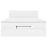 Cadre de lit ottoman avec matelas blanc 140x190 cm similicuir