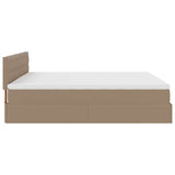 Cadre de lit ottoman et matelas cappuccino 160x200cm similicuir