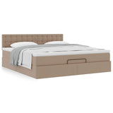 Cadre de lit ottoman et matelas cappuccino 160x200cm similicuir