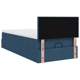 Cadre de lit ottoman avec matelas bleu 80x200 cm tissu