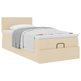 Lit ottoman avec matelas crème 100x200 cm tissu