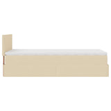 Lit ottoman avec matelas crème 100x200 cm tissu