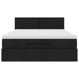 Cadre de lit ottoman avec matelas noir 140x190 cm tissu