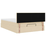 Cadre de lit ottoman avec matelas crème 140x190 cm tissu