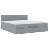 Cadre de lit ottoman et matelas gris clair 160x200cm tissu