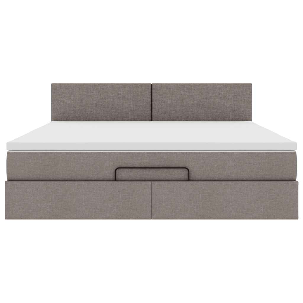 Cadre de lit ottoman avec matelas taupe 180x200 cm tissu