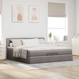 Cadre de lit ottoman avec matelas taupe 200x200 cm tissu